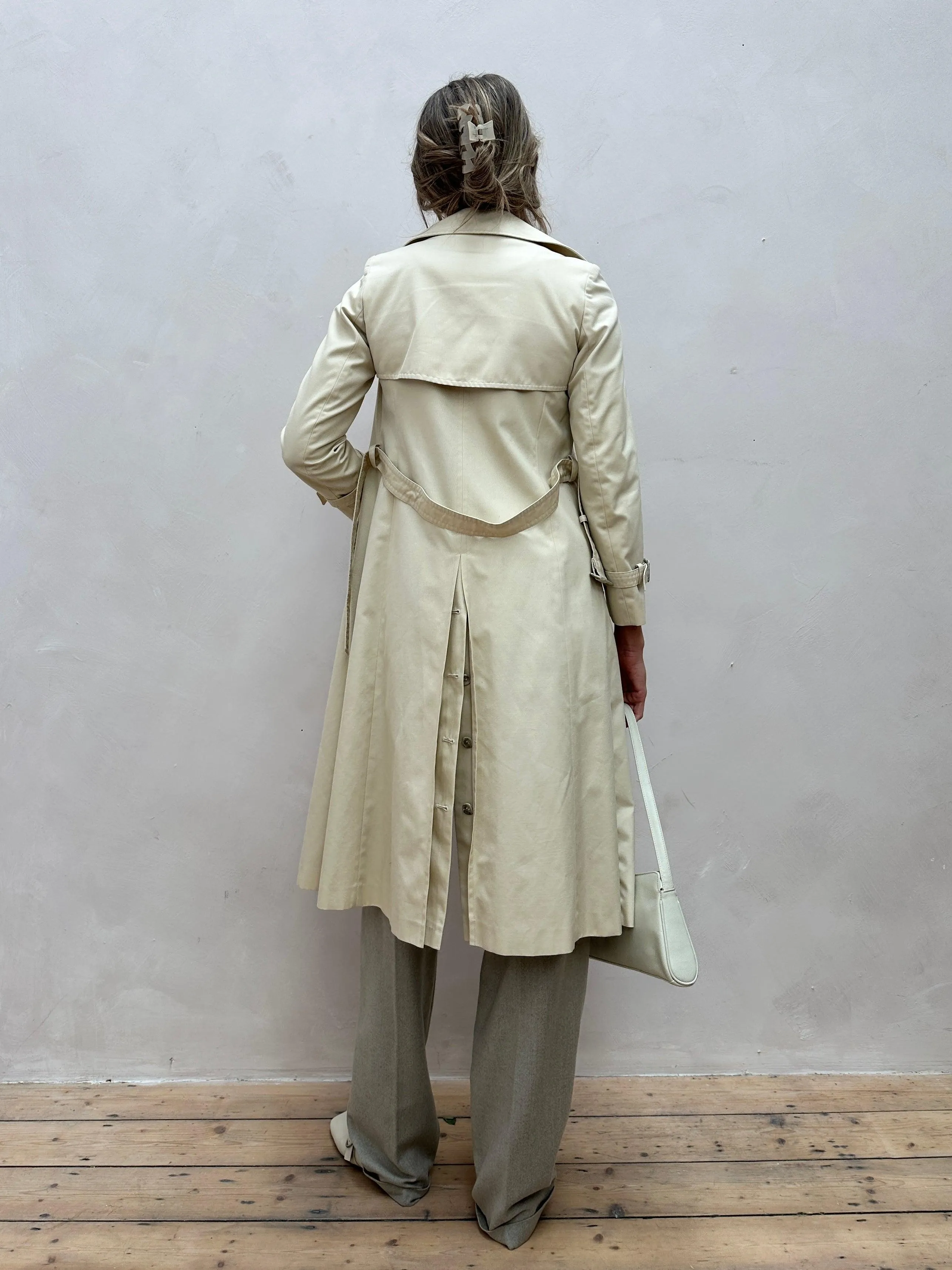 Vintage Cotton Double Breasted Belted Trench Coat - XS