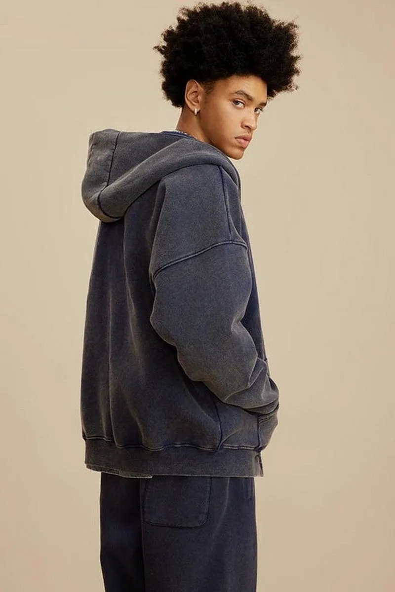 Washed Fleece Zip-Up Hoodie