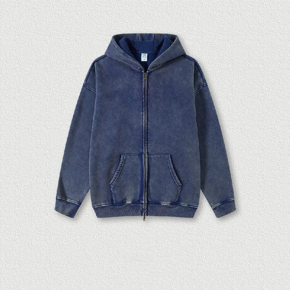 Washed Fleece Zip-Up Hoodie