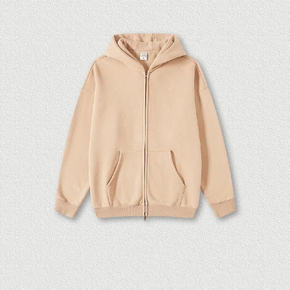 Washed Fleece Zip-Up Hoodie