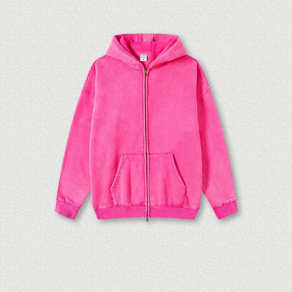 Washed Fleece Zip-Up Hoodie