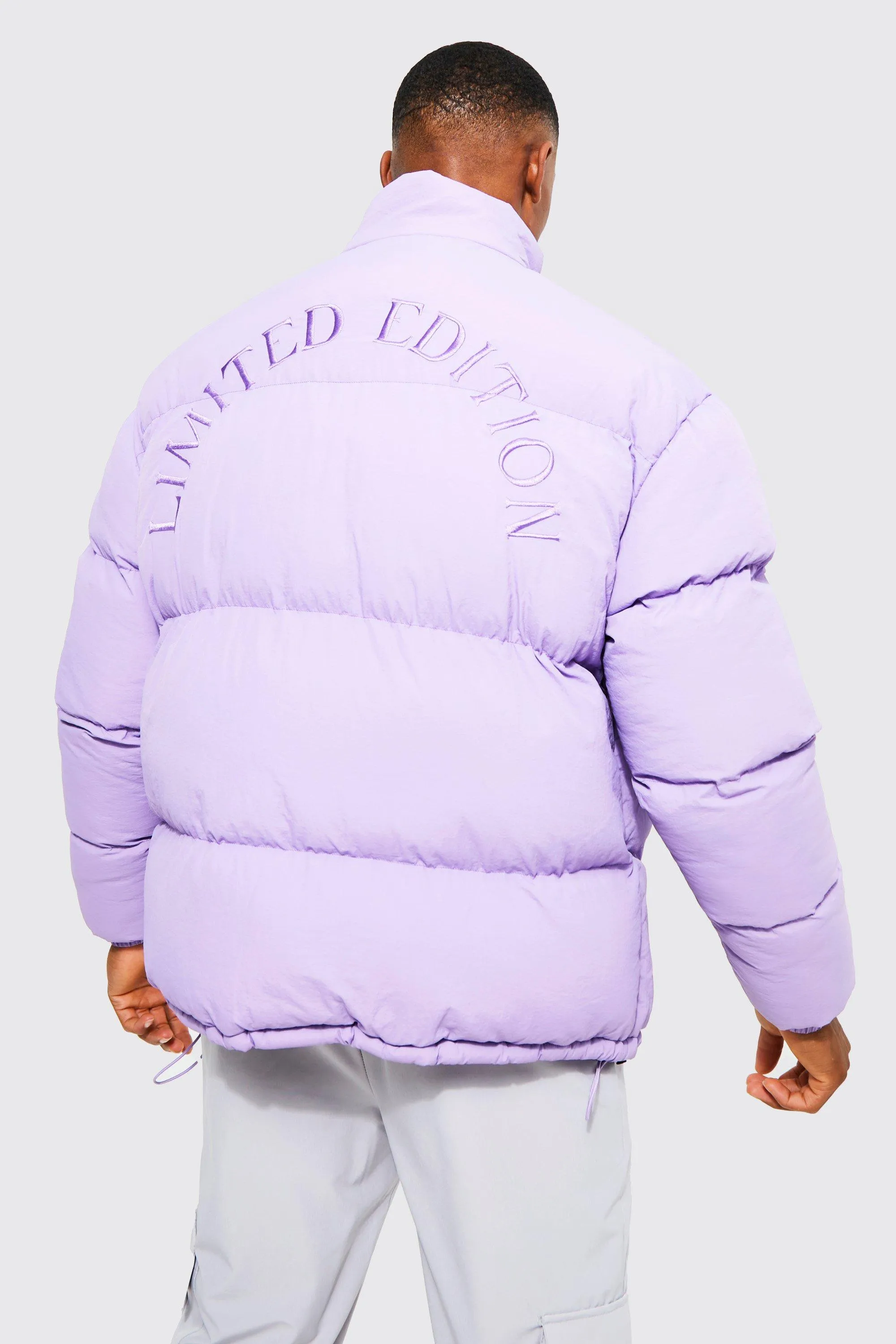 Washed Nylon Puffer With Back Embroidery 