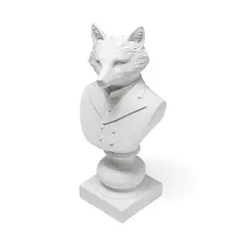 White Resin Suited Fox Bust Decor Piece