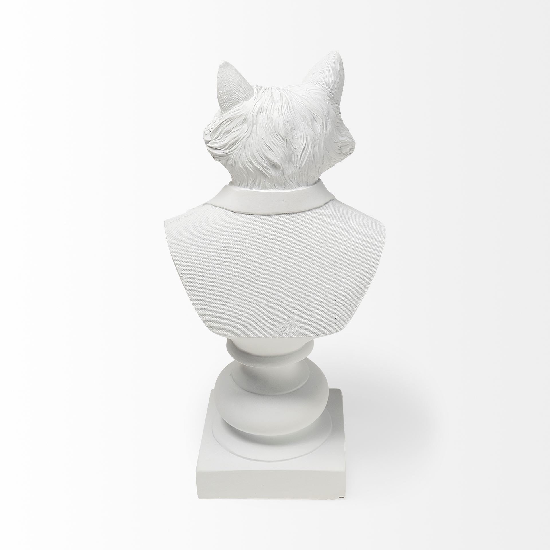 White Resin Suited Fox Bust Decor Piece