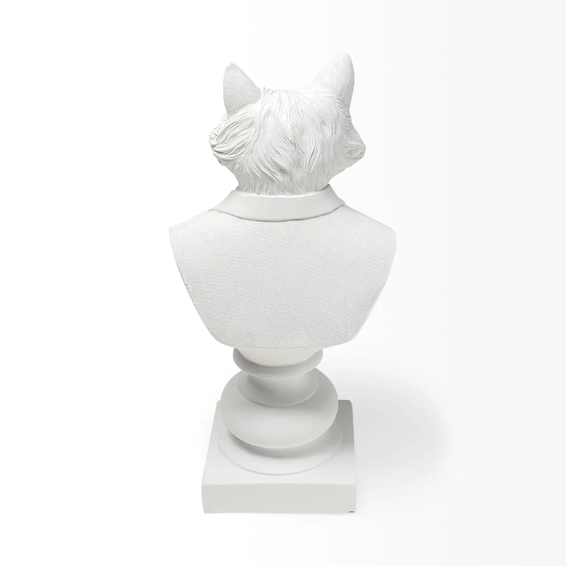 White Resin Suited Fox Bust Decor Piece