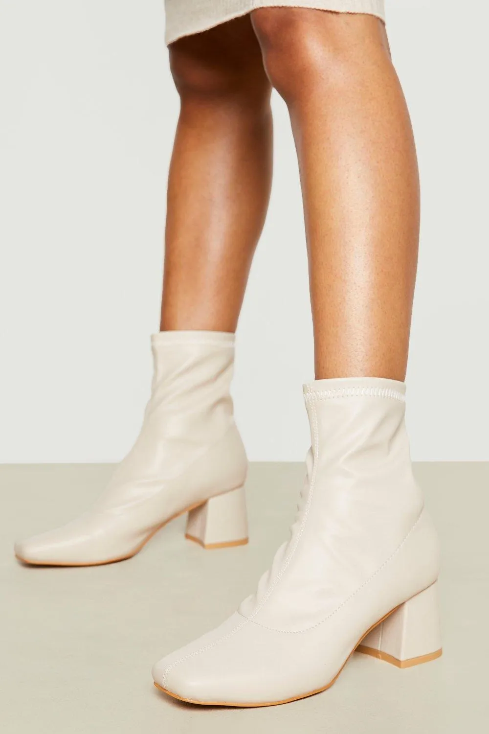 Wide Width Block Heel Sock Boots