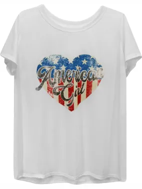 Womens American Girl Heart Plus Size T-Shirt