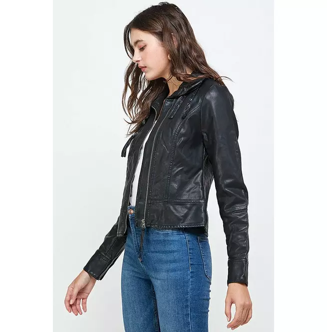 Women's Vegan Leather Biker Moto Jacket With Buckles