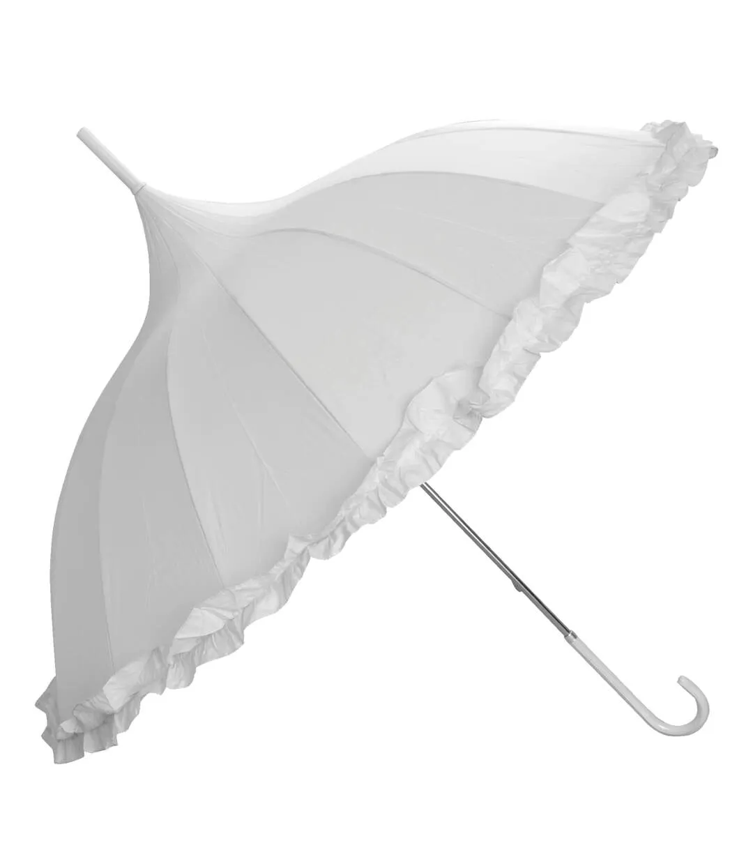 Womens/ladies frill wedding stick umbrella one size white X-Brella